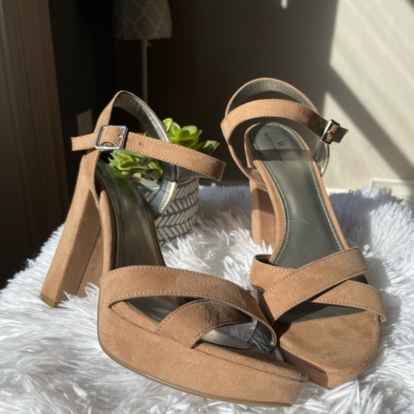 Worthington Taupe Suede Ankle Strap Heels - Picture 5 of 9